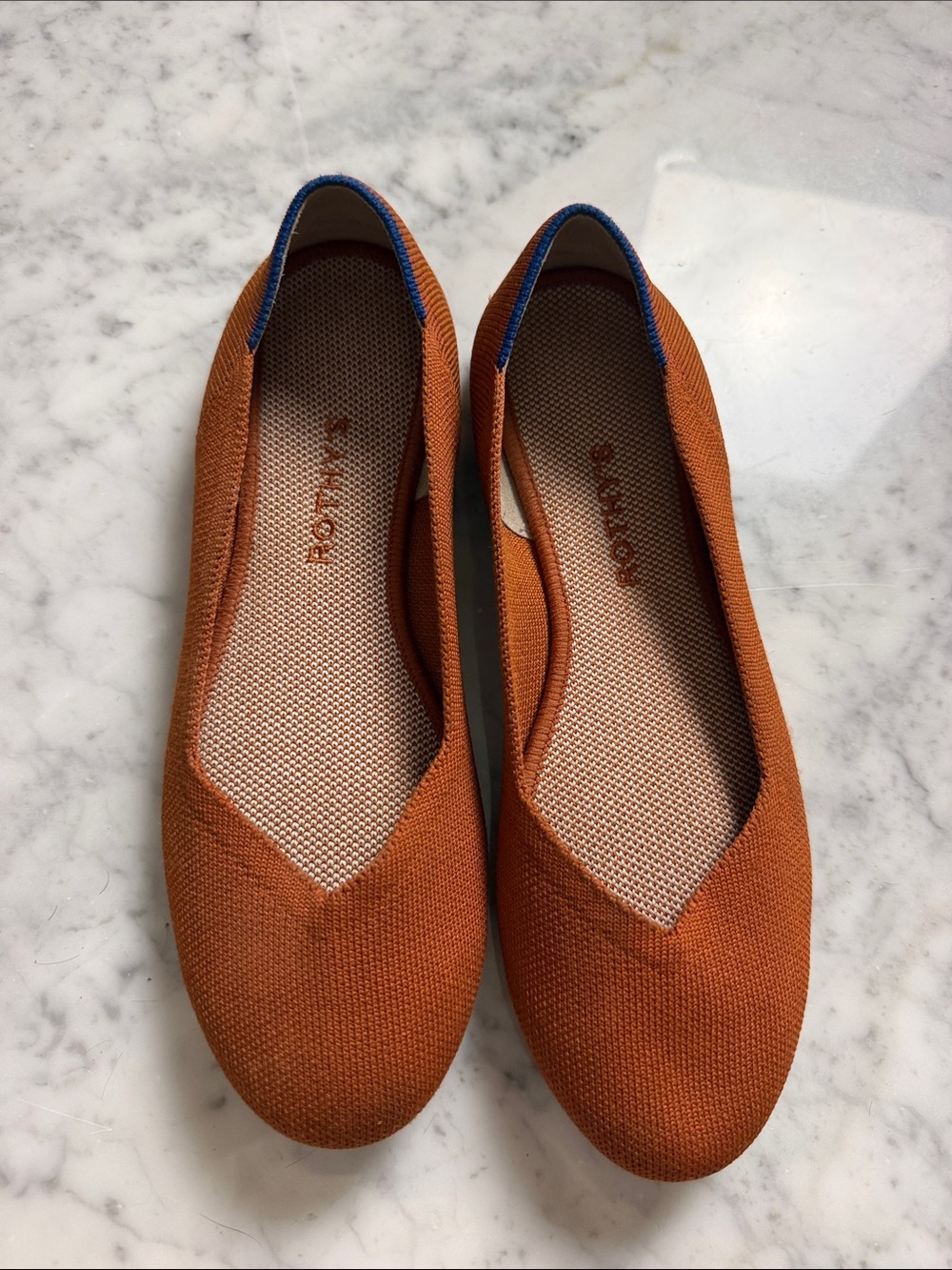 Rothy's dark Orange Knit Ballet Flats
